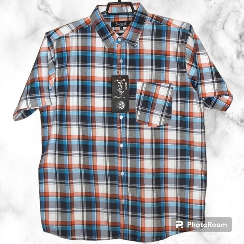 Fourcast Clothing Men's Plaid Short Sleeve Shirt